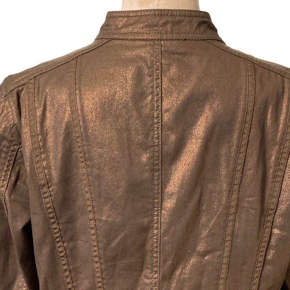 Coldwater Creek Women Jacket Brown Metallic Button Up Jacket Size 10 - Picture 5 of 13